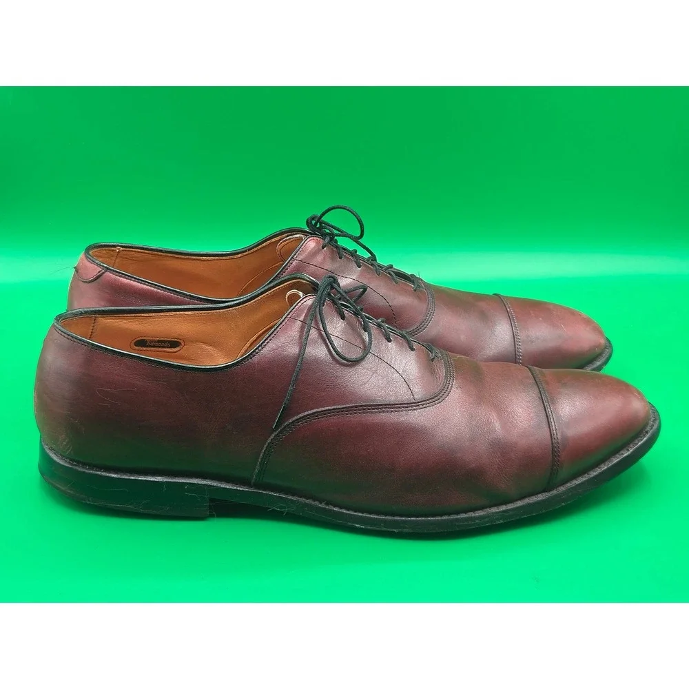 Allen Edmonds Mens Park Avenue Burgundy Leather Cap Toe Oxford Shoes 14 EEE 5875